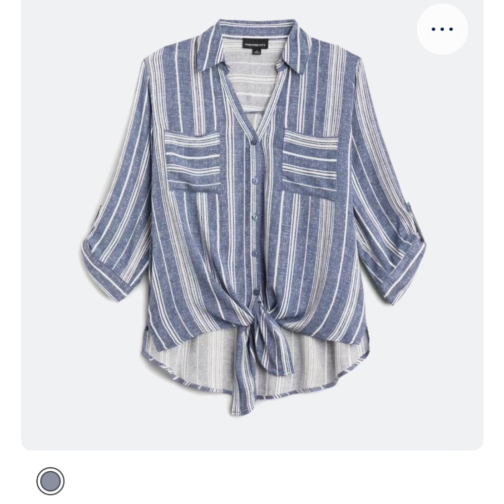 Fortune& Ivy Striped Blue and White Women's Top